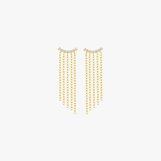 Long Tassel Zirconia Dangle Earrings - mifjewelry
