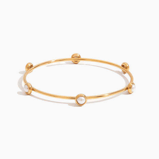 Luna Dot Pearl Bangle - mifjewelry