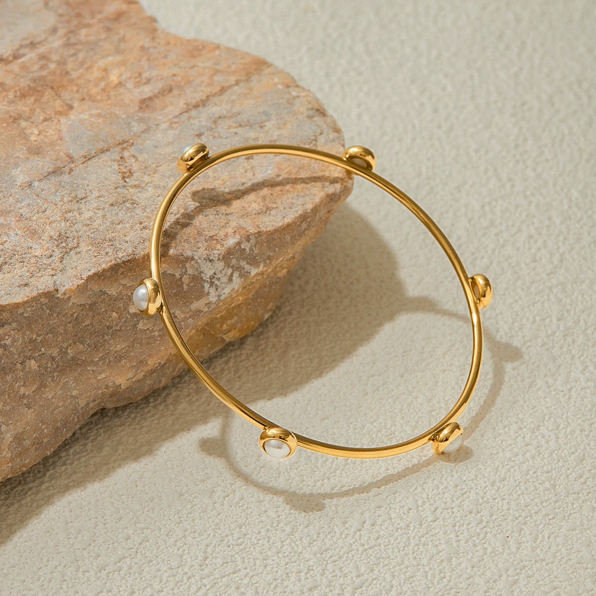 Luna Dot Pearl Bangle - mifjewelry