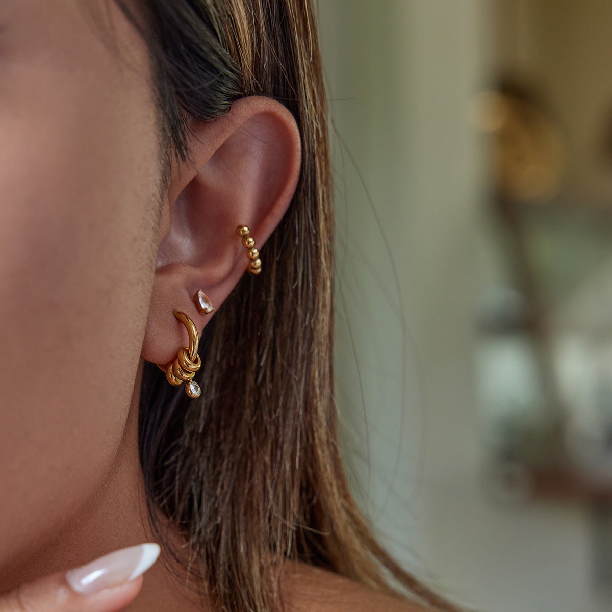 Luna Drop Hoop Earrings - mifjewelry