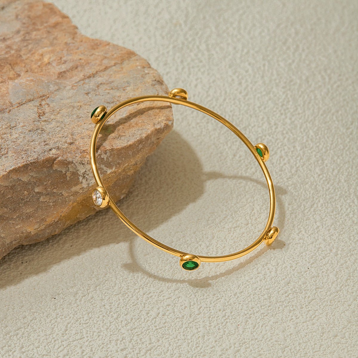 Luna Gleam Emerald Bangle - mifjewelry