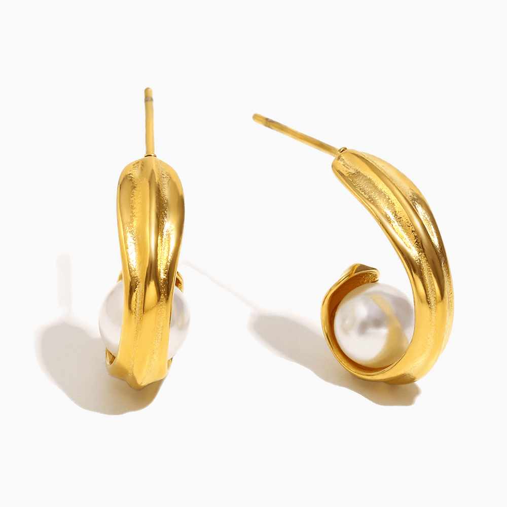 Lustre Curl Pearl Hoops - mifjewelry