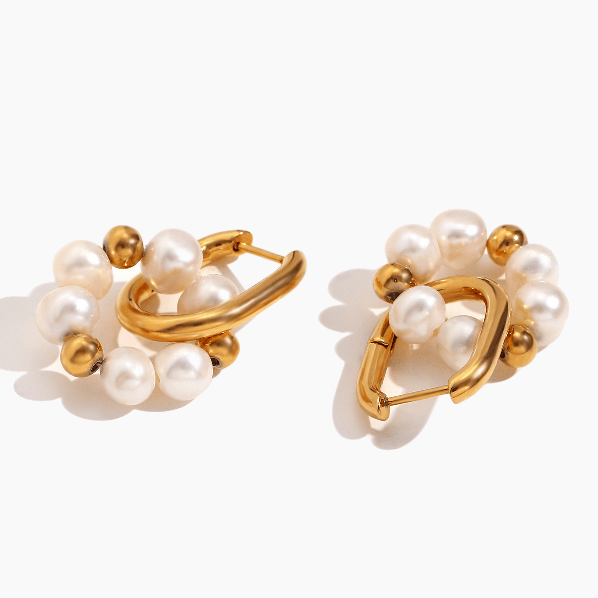 Lustrous Pearl Hoop Earrings - mifjewelry