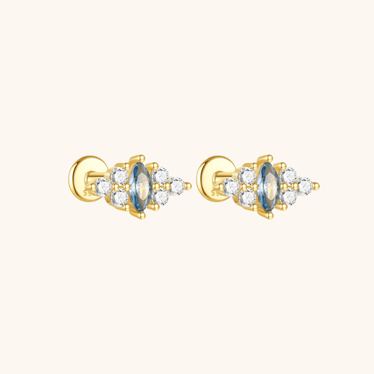 Marquise and Round Zirconia Cluster Studs - mifjewelry