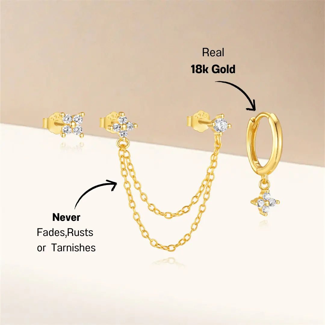 Marquise Petal Chain Drop Earrings Set - mifjewelry