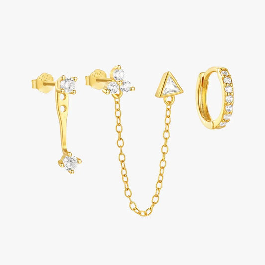 Marquise Petal Drop Chain Earring Set - mifjewelry
