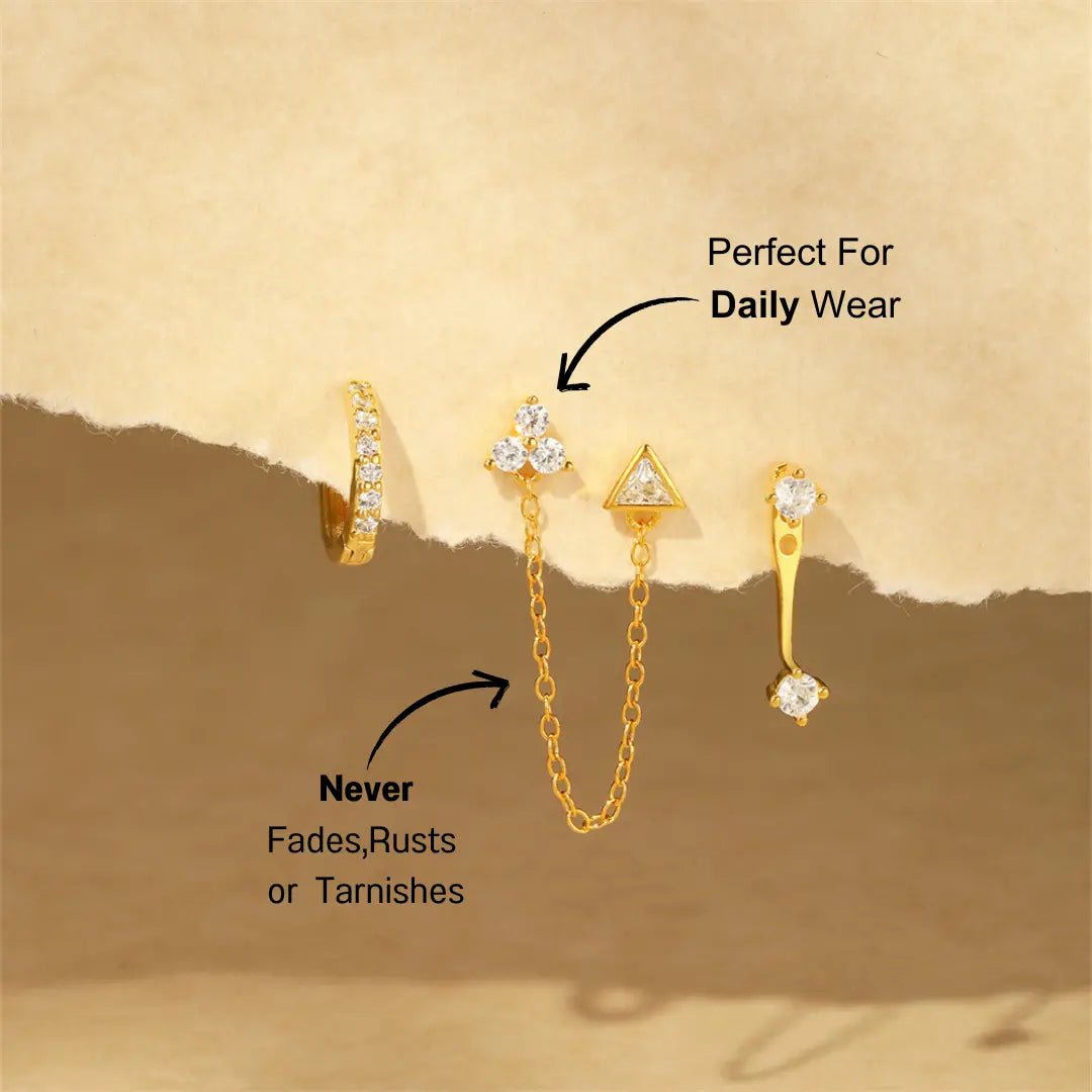 Marquise Petal Drop Chain Earring Set - mifjewelry