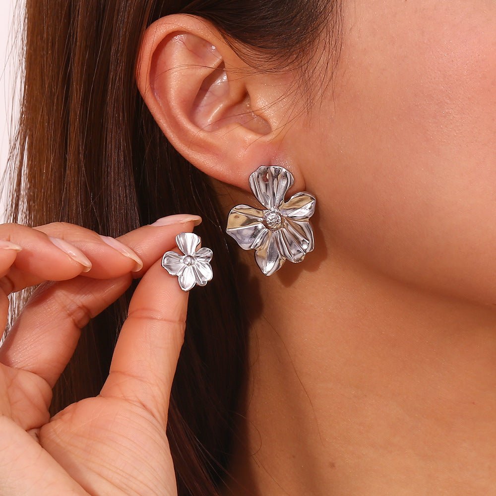 Metallic Bloom Statement Earrings - mifjewelry