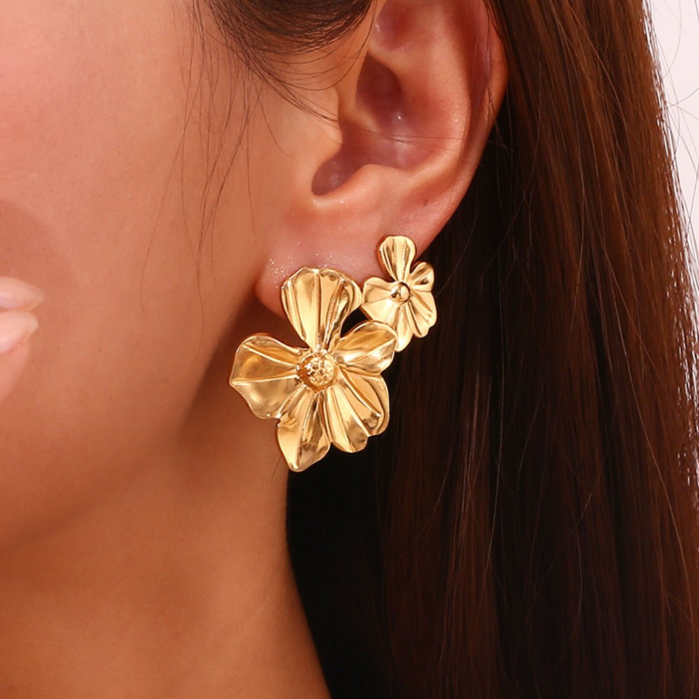 Metallic Bloom Statement Earrings - mifjewelry