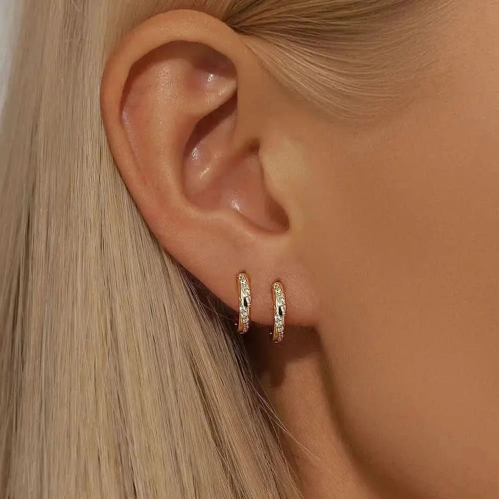 Minimalist Zirconia Huggie Hoop Earrings - mifjewelry