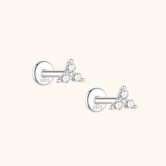 Moissanite Triple Flower Stud Earrings - mifjewelry