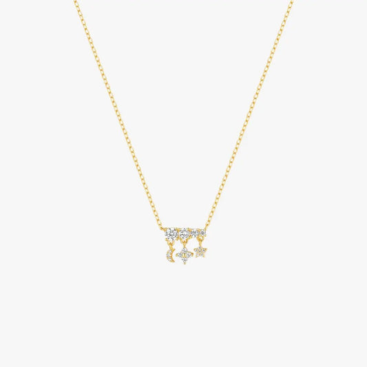 Moon and Star Delicate Choker Necklace - mifjewelry
