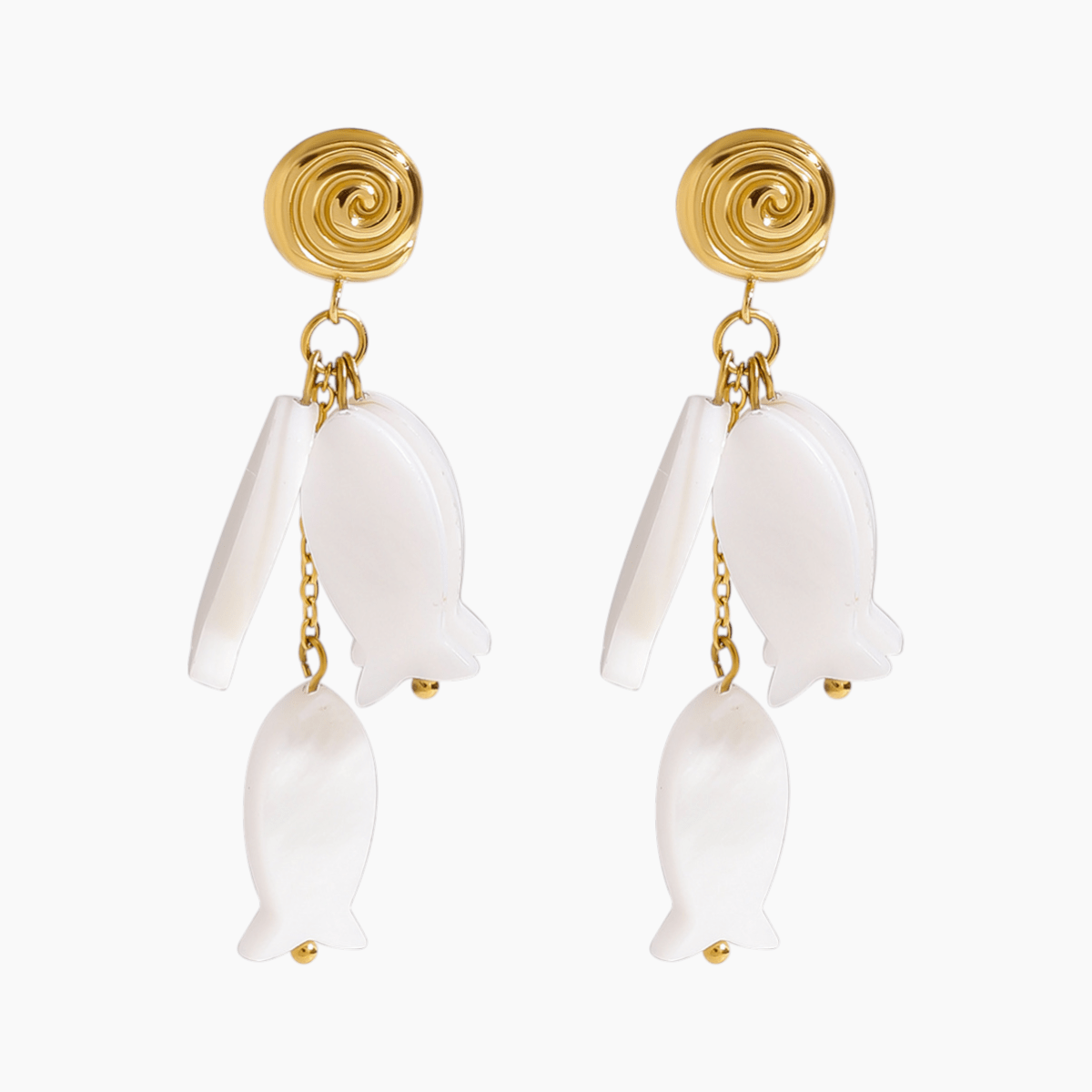 Moonlit Ocean Fish & Shell Earrings - mifjewelry