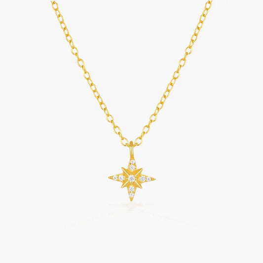 North Star Pendant Necklace with Zirconia - mifjewelry