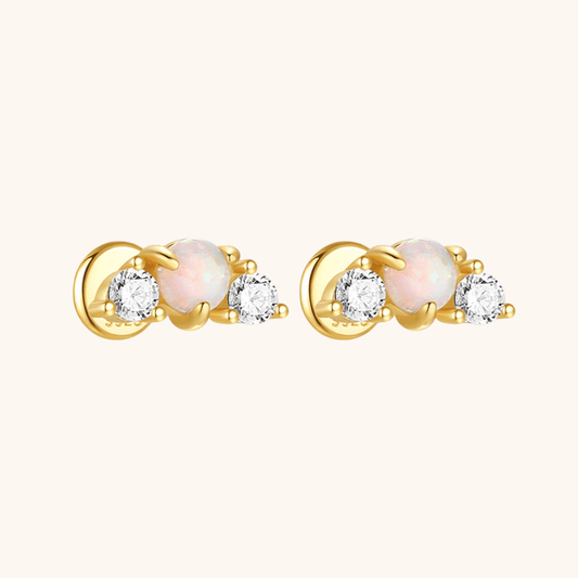 Opal and Zirconia Labret Stud Earrings - mifjewelry