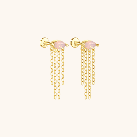 Opal Chain Drop Stud Earrings - mifjewelry