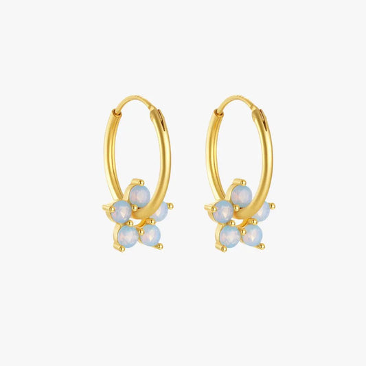 Opal Floral Hoop Earrings - mifjewelry