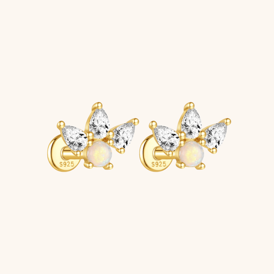 Opal & Zirconia Butterfly Labret Stud Earrings - mifjewelry