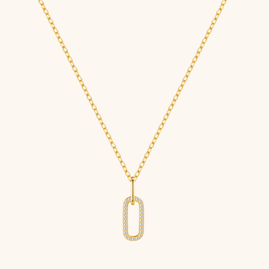 Oval Pendant Necklace with Zirconia - mifjewelry