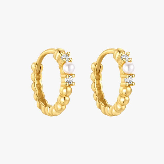 Pearl Accent Twist Hoop Earrings - mifjewelry