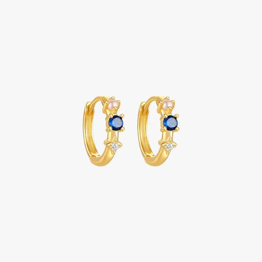 Pearl & Blue Zirconia Hoop Earrings - mifjewelry