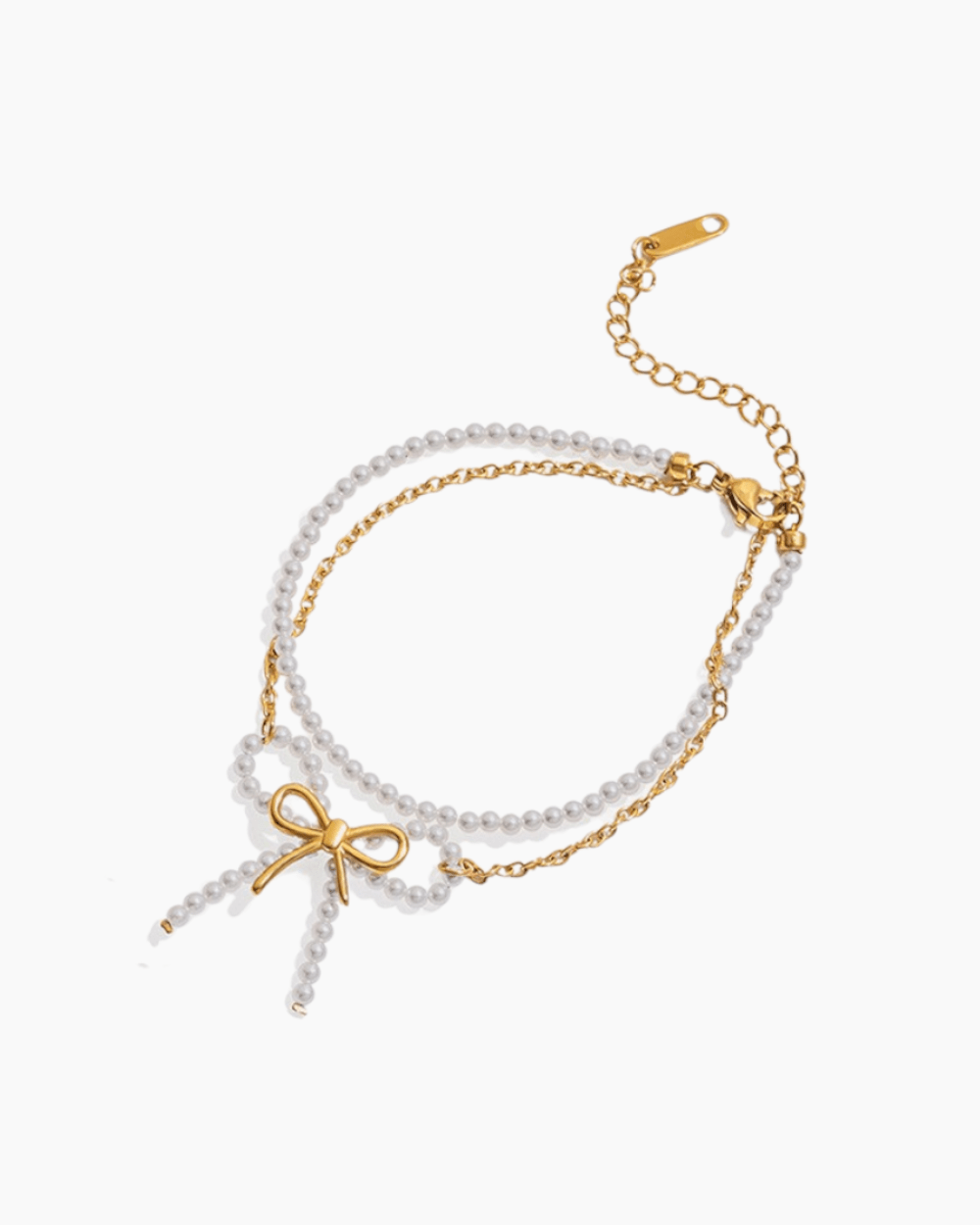 Pearl Bow Layered Bracelet - mifjewelry