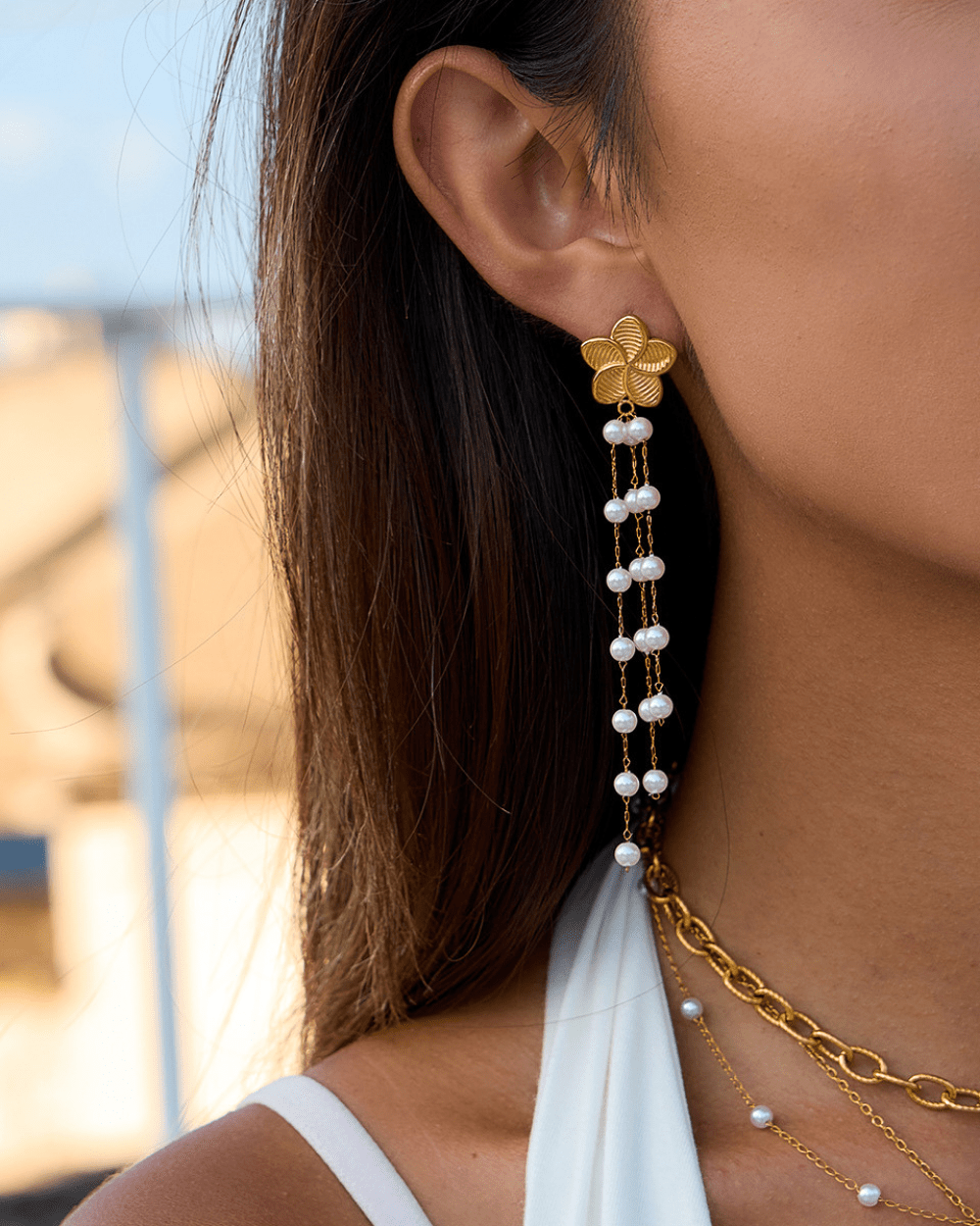 Pearl Cascade Bloom Earrings - mifjewelry