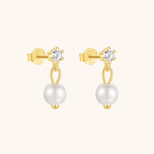 Pearl Drop Earrings with Zirconia Accent - mifjewelry