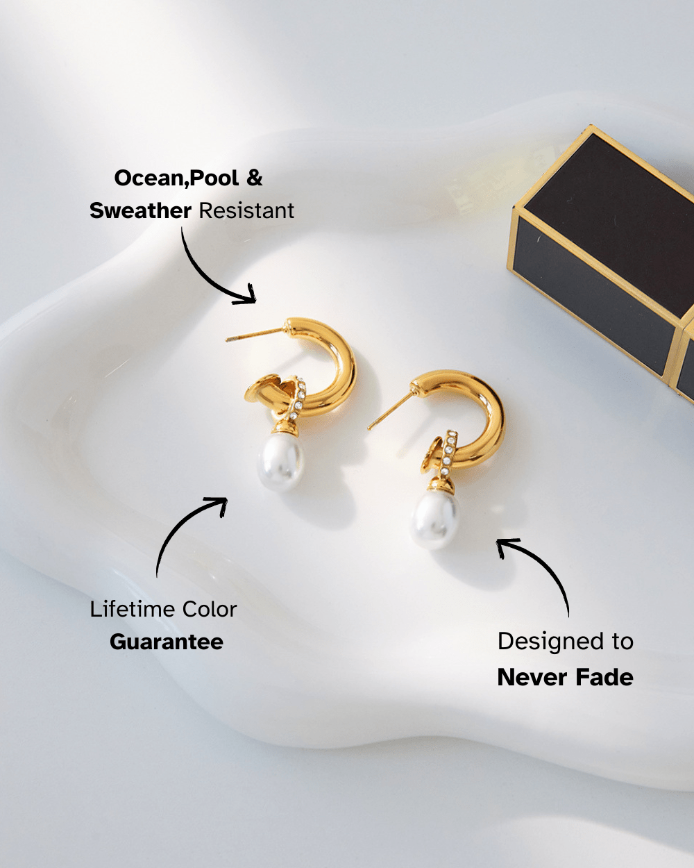 Pearl Drop Hoop Earrings - mifjewelry