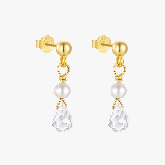Pearl Drop Zircon Earrings - mifjewelry