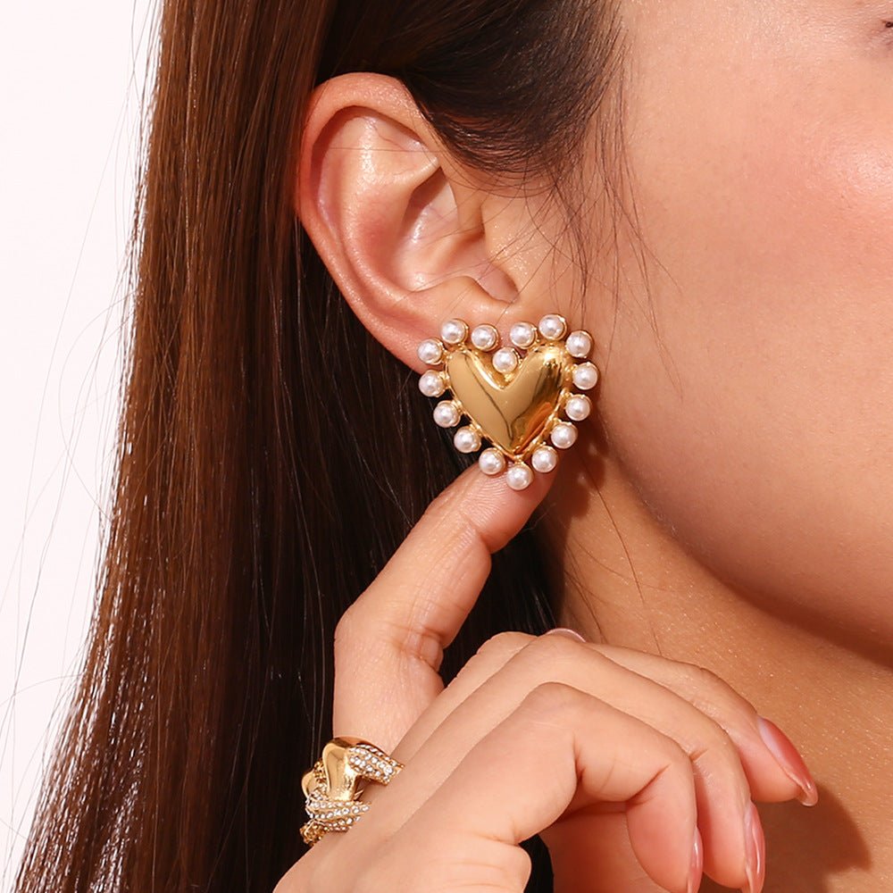 Pearl Embrace Heart Earrings - mifjewelry