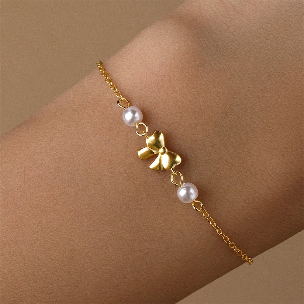 Pearl Heart Bow Bracelet - mifjewelry
