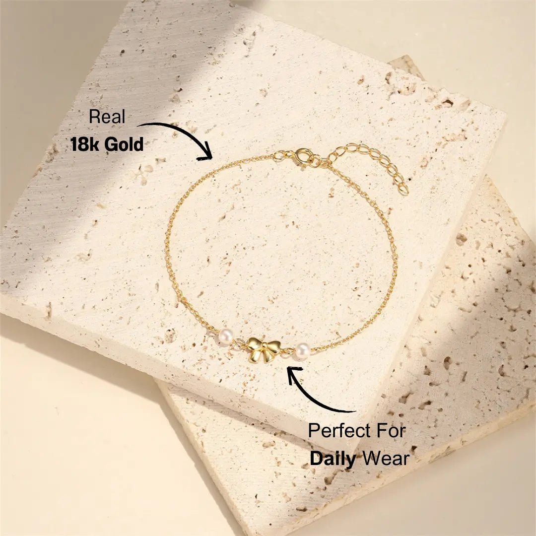 Pearl Heart Bow Bracelet - mifjewelry