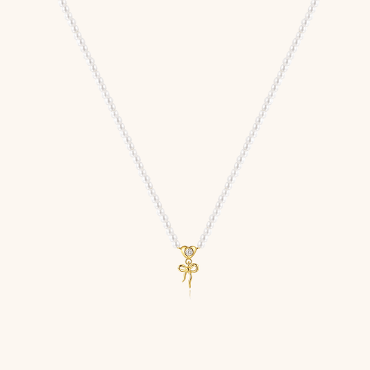 Pearl Heart Bowknot Necklace - mifjewelry