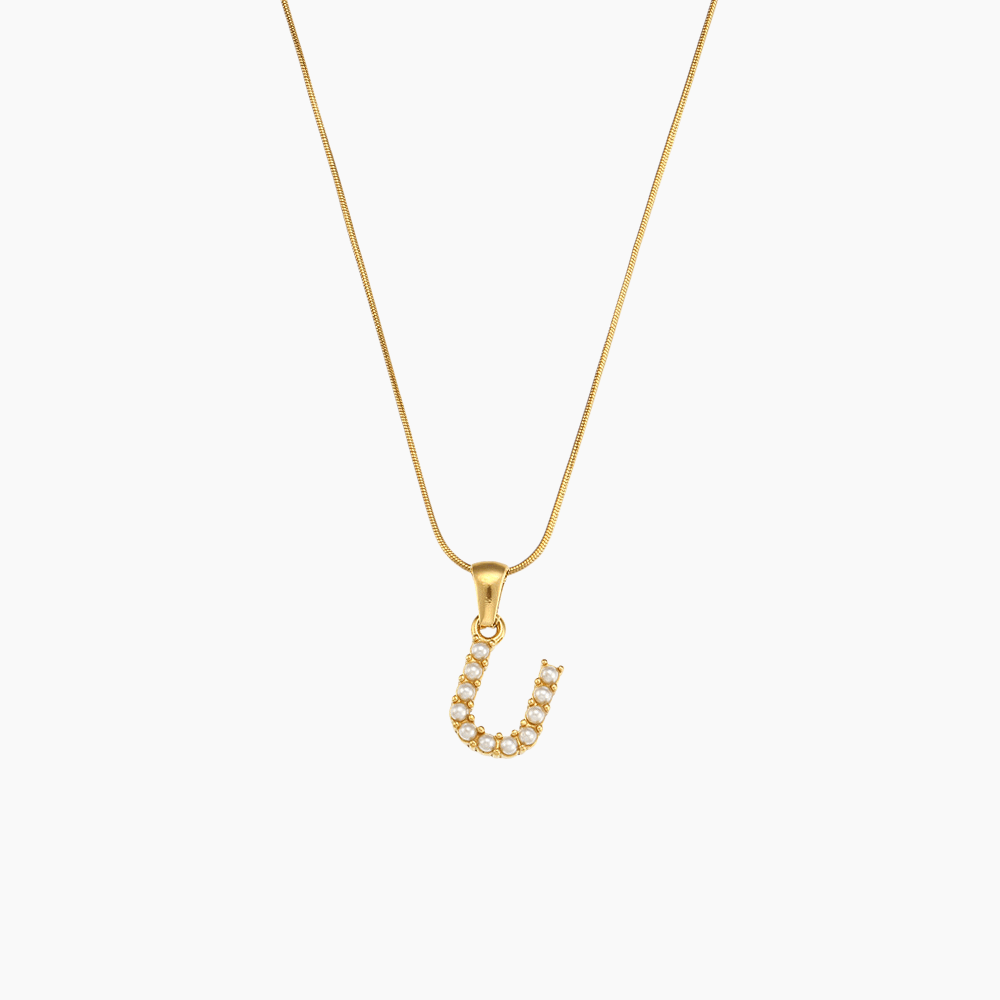 Pearl Initial Pendant Necklace - mifjewelry