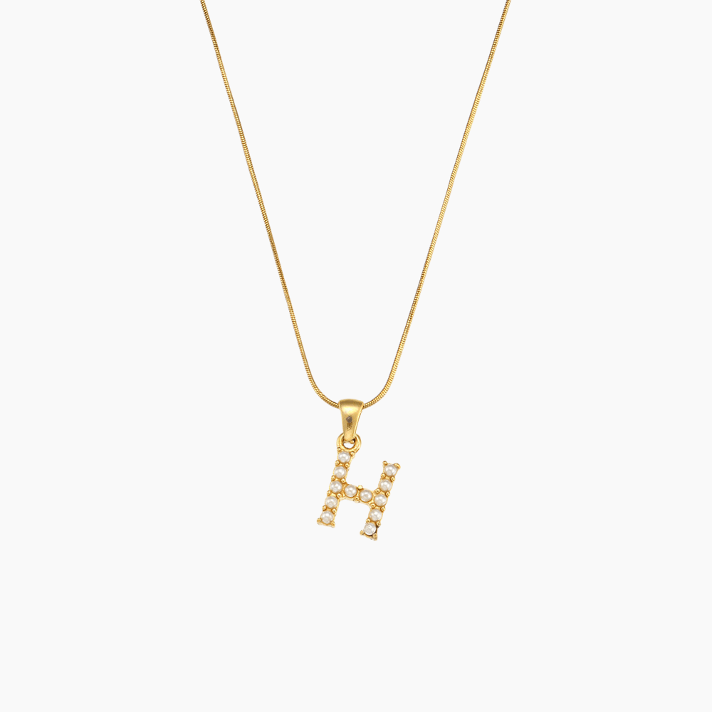 Pearl Initial Pendant Necklace - mifjewelry