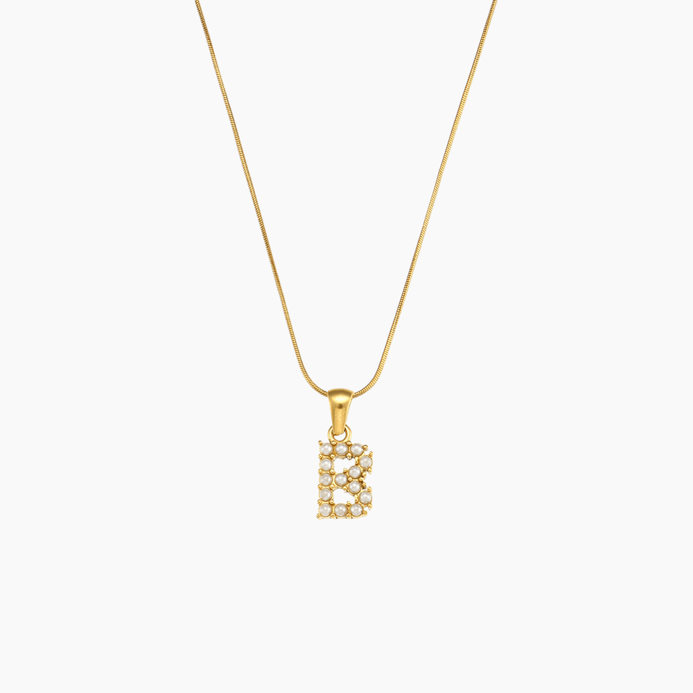 Pearl Initial Pendant Necklace - mifjewelry