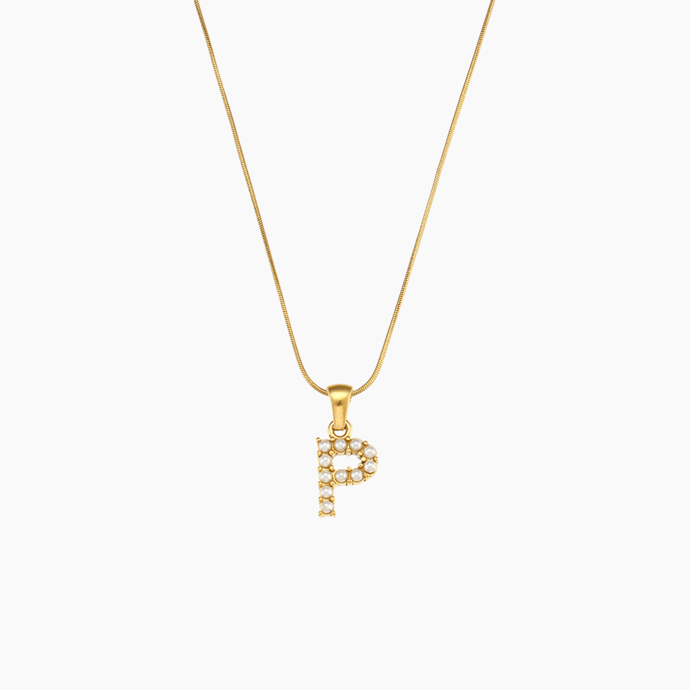 Pearl Initial Pendant Necklace - mifjewelry