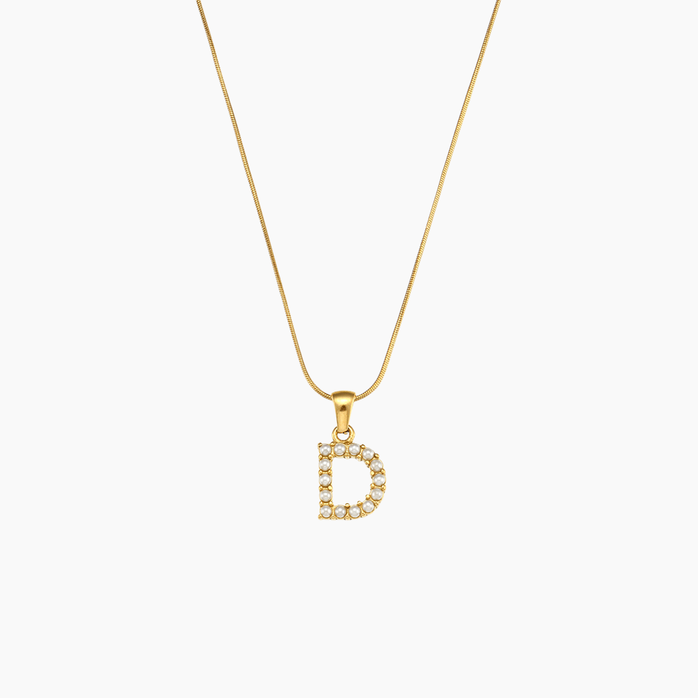 Pearl Initial Pendant Necklace - mifjewelry