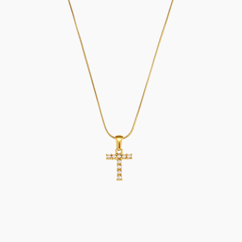 Pearl Initial Pendant Necklace - mifjewelry