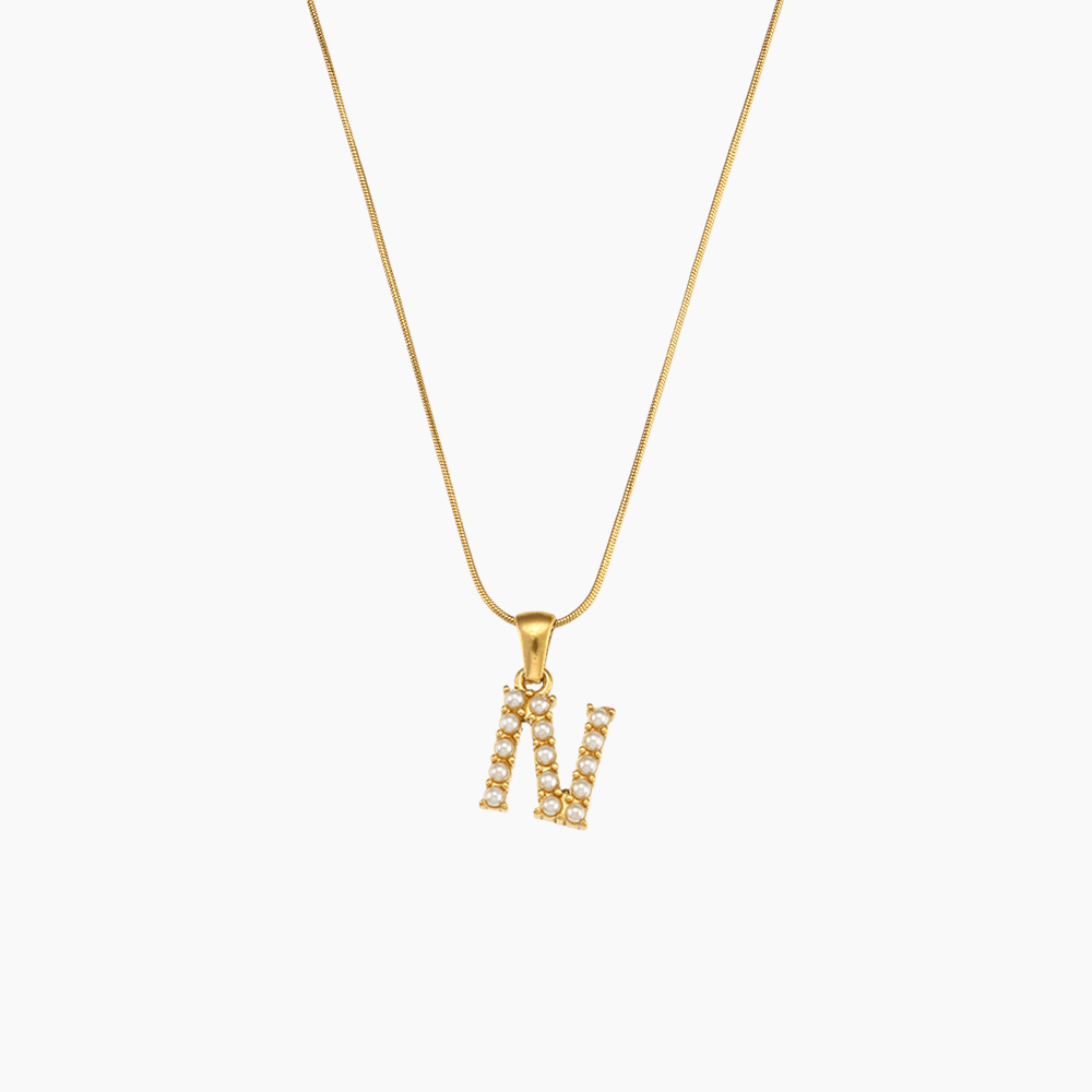 Pearl Initial Pendant Necklace - mifjewelry