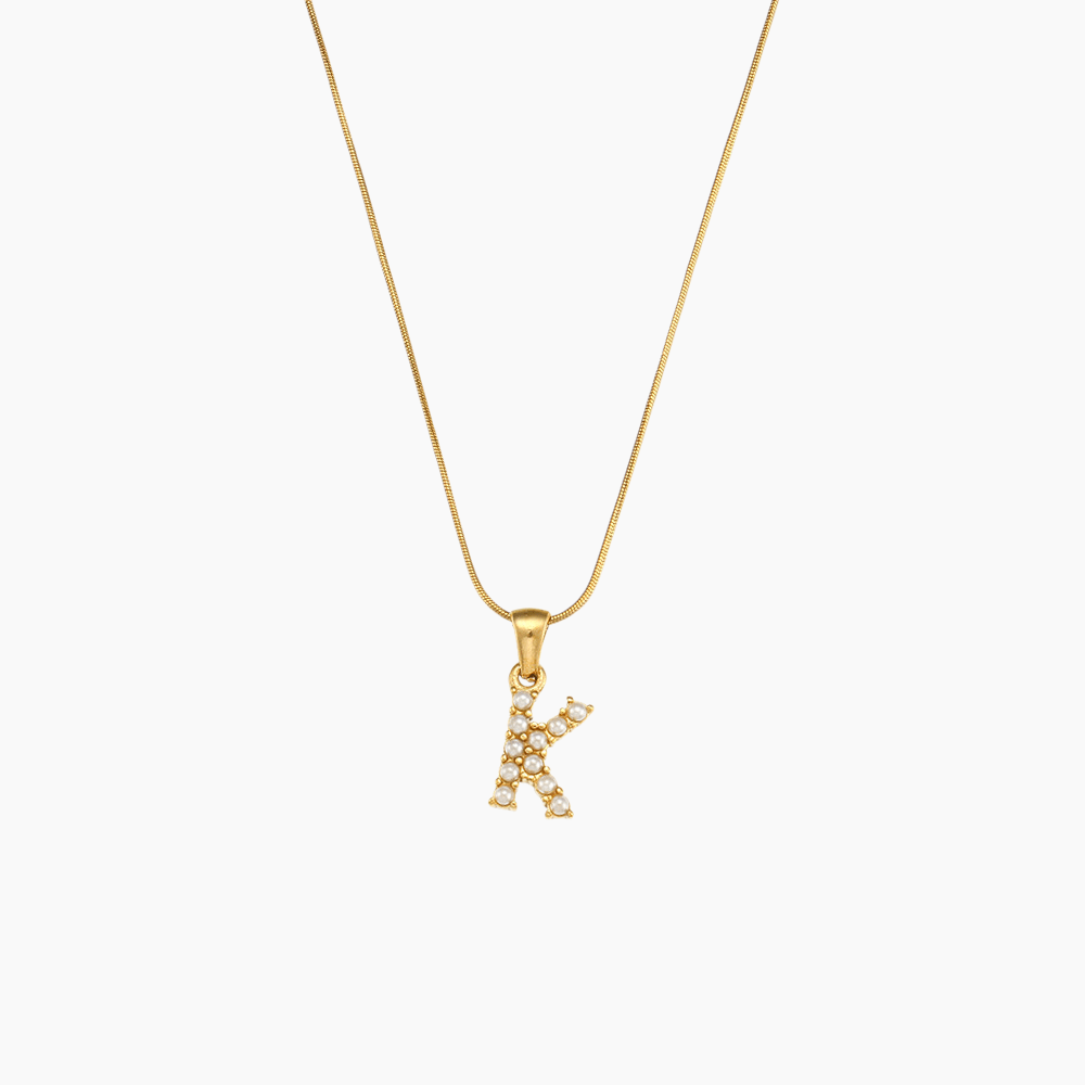Pearl Initial Pendant Necklace - mifjewelry