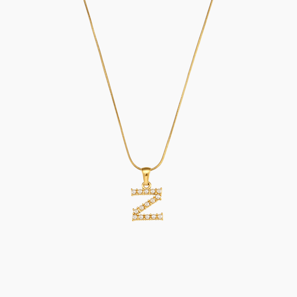 Pearl Initial Pendant Necklace - mifjewelry