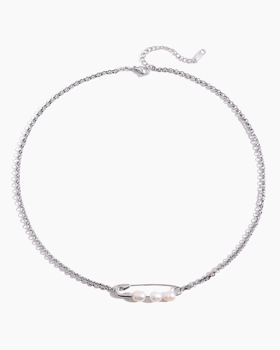 Pearl - Pin Double Chain Necklace - mifjewelry