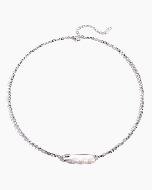 Pearl - Pin Double Chain Necklace - mifjewelry
