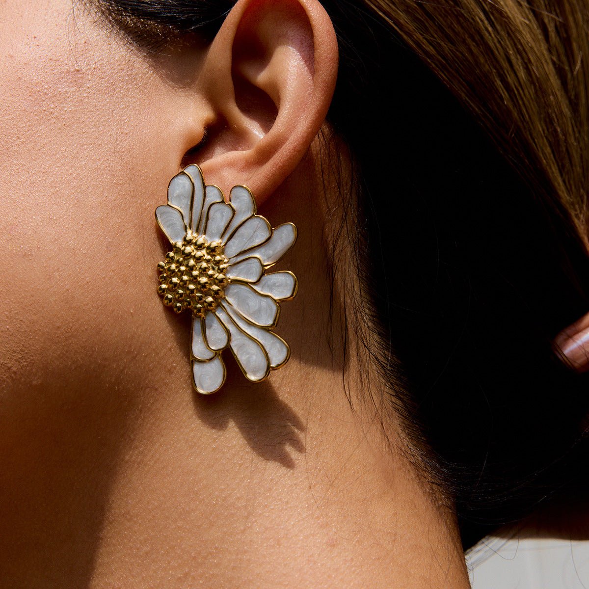 Petal Bloom Earrings - White - mifjewelry