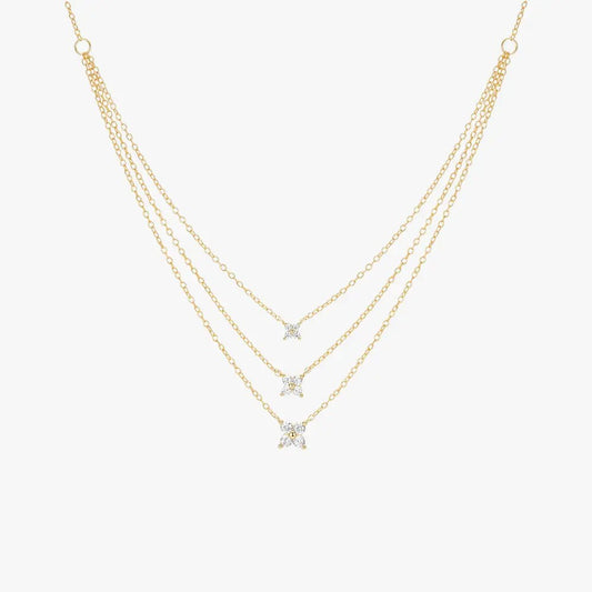 Petal Charm Triple Layer Necklace - mifjewelry