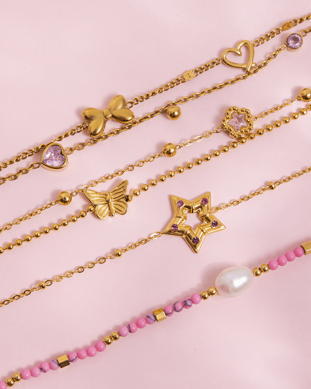 Pink Pearl Bead Bracelet - mifjewelry