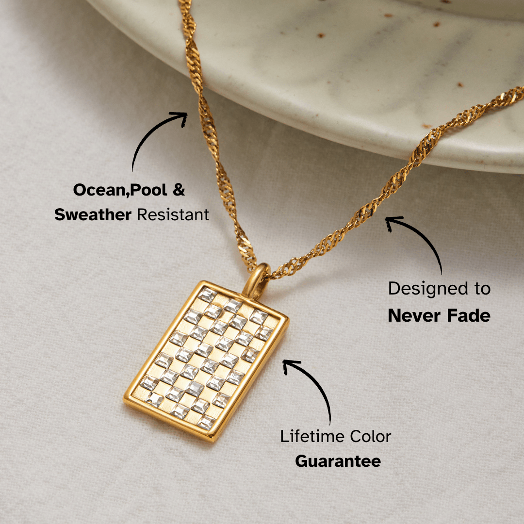 Radiant Grid Pavé Pendant Necklace - mifjewelry