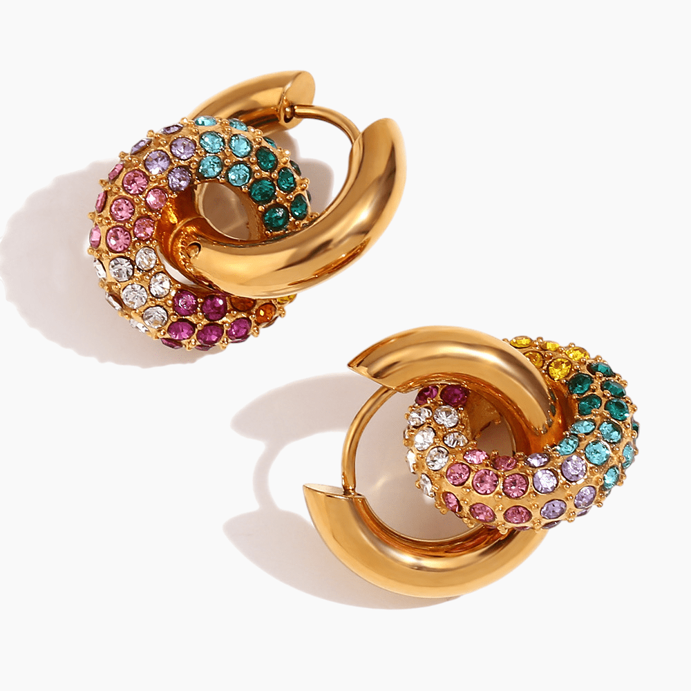 Rainbow Pave Hoop Earrings - mifjewelry
